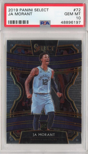 Tarjeta De Baloncesto Graded Panini Select Ja Morant 72 Conc