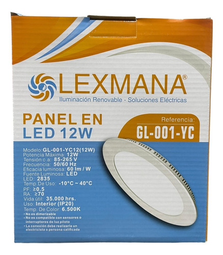 Panel Led Redondo De Incrustar 12w Lexmana