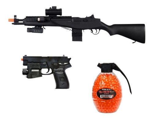 Rifle Airsoft Socom Spring M14 Bbs Combo Laser Gotcha X C