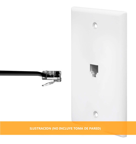 Cable Plano De Linea P/ Telefono 8 Metros Rj11 Negro