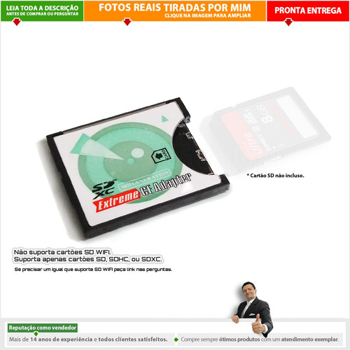 Imagem 3 de 9 de Adaptador Cartões Sd Sdhc Sdxc P/ Cartão Compact Flash N2