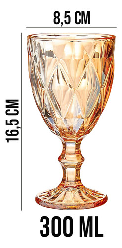 Taça De Vidro Diamond Âmbar Metalizado 300ml Água Class Home