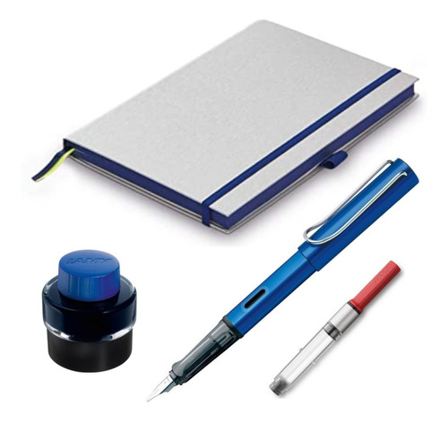 Kit Cuaderno Dura Lamy Paper Pluma Al Start Convertidor Azul