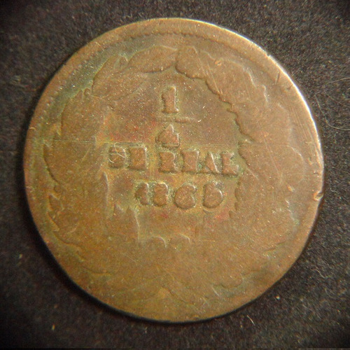 Moneda 1/4 Real 1865 Chihuahua Cobre Libertad
