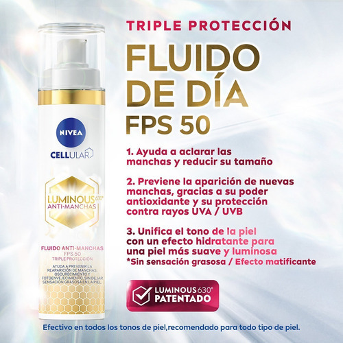 Fluido Nivea Luminous630 Anti-manchas Ácido Hialurónico 40ml