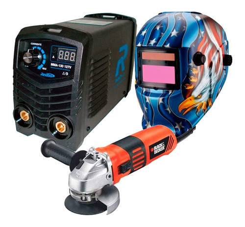 Kit Soldadora Inversora + Careta + Esmeril Black And Decker