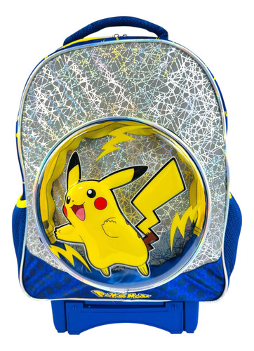 Mochila Rueditas Carrito Original Pokemon Pikachu Primaria Azul Pokémon