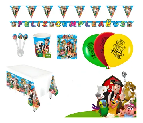 Kit Fiesta Granja Vasos Mantel Decoración Cumpleaños Niños