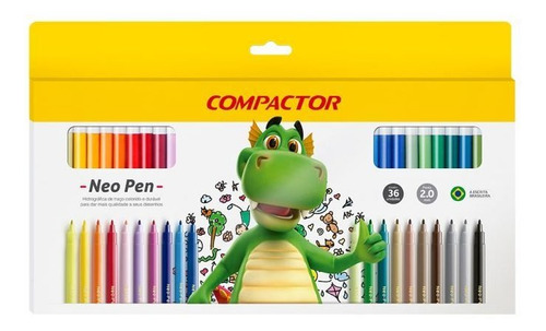 Canetinha Hidrográfica Neo Pen Fina Compactor C/ 36 Cores
