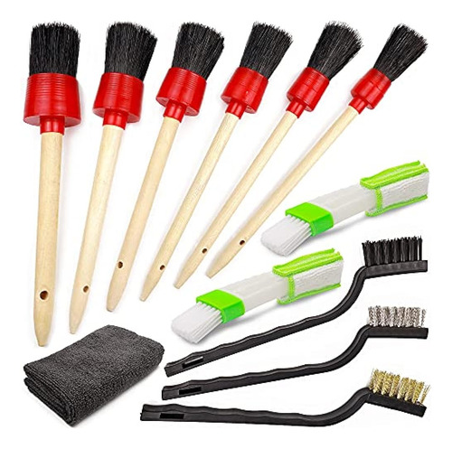 Takavu Car Detailing Brushes Set, 6pcs Detail Brushes, 3pcs 