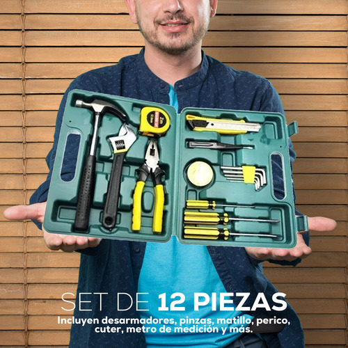 Juego De 12 Herramientas De Taller Mecanico Basicos Del Hogar Con Estuche Portatil Kit De Herramientas FSY Fasilyt YUB-097