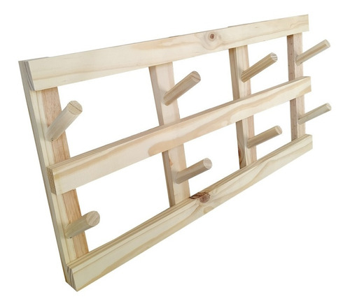 Perchero Escandinavo De Pared De Madera De Pino 8 Ganchos