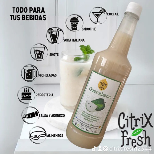 Mix Pulpa Mango 100% Natural Citrixfresh Cocteleria 1 Ltr