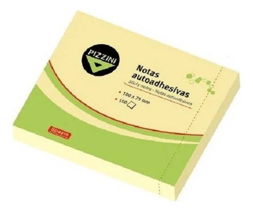 Block Nota Autoadhesiva Pizzini 100 X 75mm Taco X 100 Hojas Color Amarillo