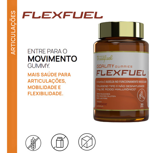 Goalmy Gummies Flexfuel Vit D + Colágeno Em Gomas Trustfuel Sabor Laranja 30 Gomas