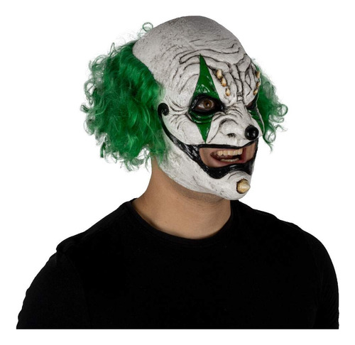 Mascara Payaso Open Ears Pelo Verde Halloween Terror