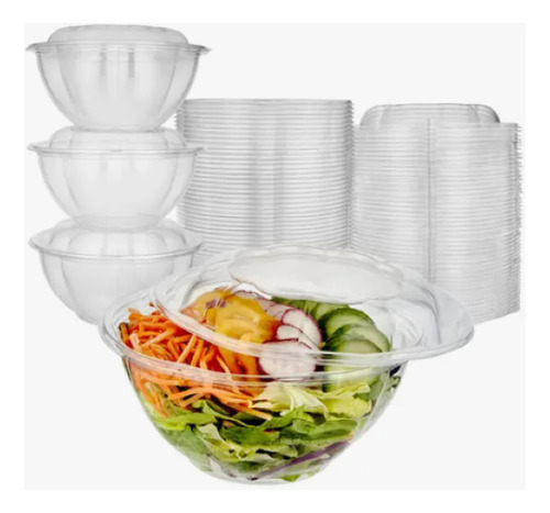25 Ensaladera Con Tapa 16 Onzas Biodegradable De Pla Transparente