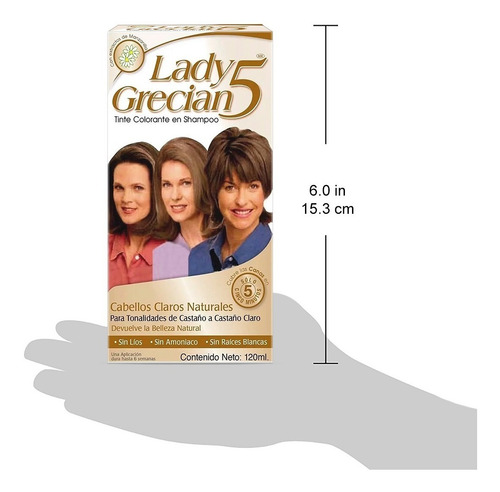 Tinte Lady Grecian 5 Para Cabello Claro A Castaño Claro Tono Castaño Claro Y Castaño