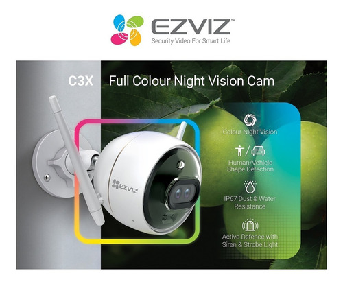 Imagen 4 de 10 de Camara Ip Ezviz Cv310 C3x 1080p Wifi Audio Alarma Color 24hs