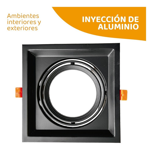 Imagen 3 de 10 de Spot Embutir Led Ar111 Cuadrado Movil Aluminio Gu10 220v