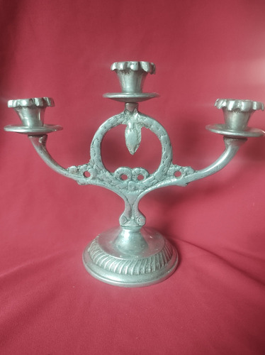 Candelabro Peltre Antiguo 