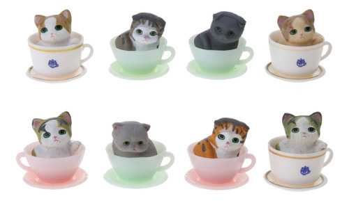 8 Figuras En Forma De Taza De Té Para Perros Y Gatos, Miniat