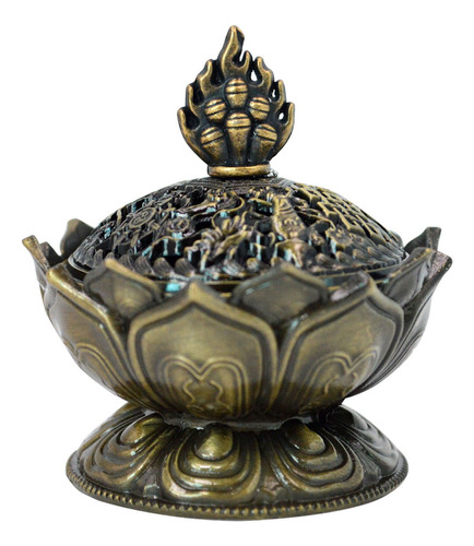 Buddha Lotus Flower Zinc Aleacion Metal Incienso Quemador In