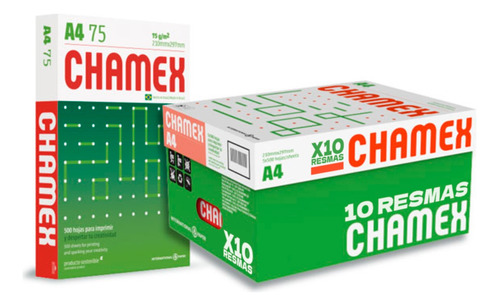 Papel Chamex A4 75 Gramos Caja De 10 Paquetes De 500 Hojas