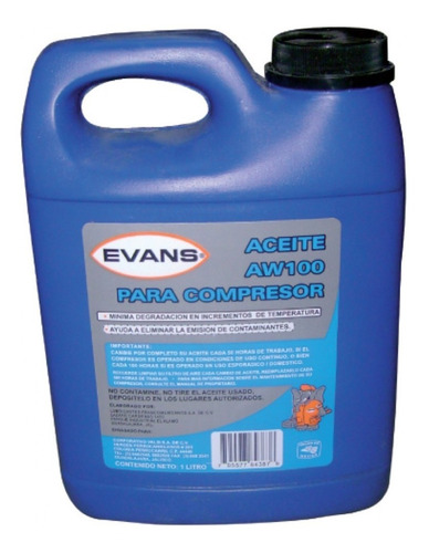 Aceite Para Compresor Liquido 1lt (33.81oz) Evans Rc-aw100-1