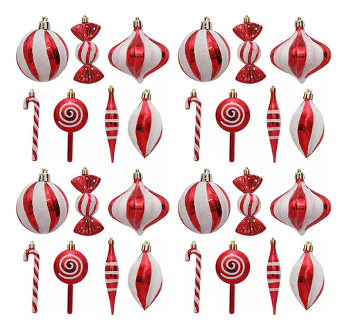 28 Piezas De Adornos Navideños Con Forma De Bola De Caramelo