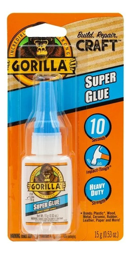 Pegamento Gorilla Super Glue 15g Instantaneo Americano Origi Color Transparente