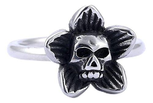 Jewelers Anillo Acero Inoxidable Retro Gotico Calavera Flor