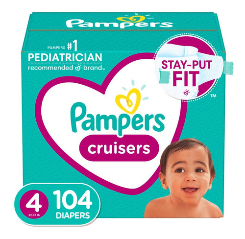 Pampers Cruisers Etapa 4, 104 Pañales Unisex