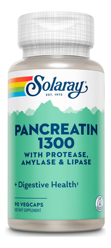 Suplemento Solaray Pancreatin 1300 Com Mamão 90 Cápsulas