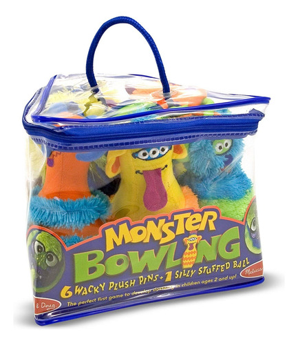 Melissa & Doug Fuzzy Monster Juego De Bolos Y Bola Con Bolsa Nombre Del Diseño