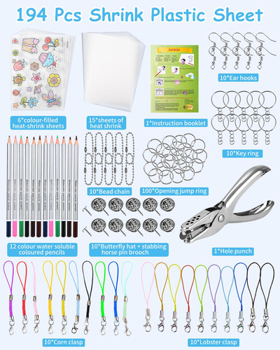 195 Pieces Plastico Magico Shrink Plastic,a4 15 Hojas De