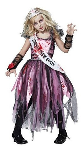Disfraces California Zombie Prom Queen Traje, Rosa / Negro, 