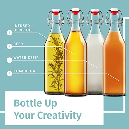 Otis Classic Swing Top Glass Bottles - Juego De 6, 16 Oz Con