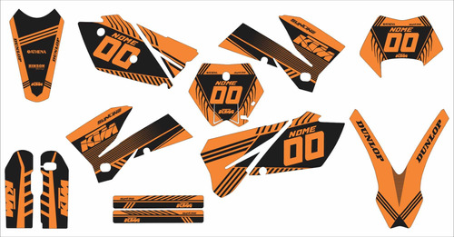 Adesivo Moto Cross Trilha Ktm Exc F 04-07 Laranja Lm122