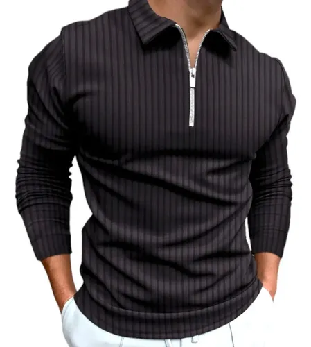 Camiseta Polo Manga Longa Com Zíper Lançamento