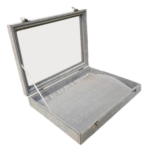 Bandeja Organizadora Para Guardar Collares, Terciopelo Gris