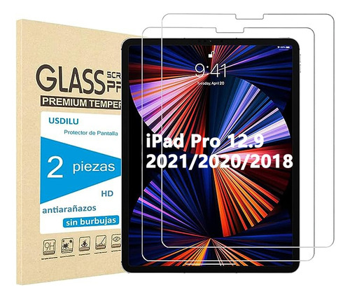 2 Pzas Mica Cristal Templado Para iPad Pro 12.9 2018 A 2022