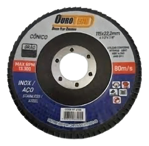 Disco Flap 4.1/2 Grao 120 Ourotech C/ 20 Unidades Cor Azul