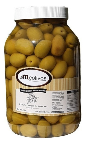 Aceitunas Verdes Nº 0 - 1 Kg - Emeolivos - Mendoza