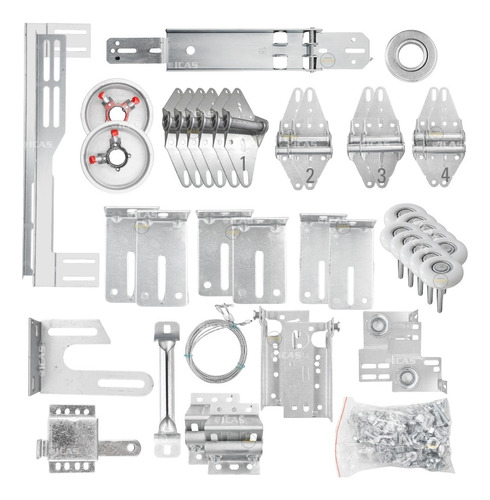 Kit Herrajes Portón Eléctrico Ascendente 5 Secciones 250 Kg