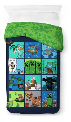 Colcha Edredón Reversible Minecraft Kids Set 2pzs 