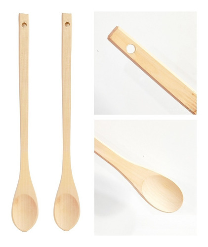 Set X4 Cucharas De Madera Cocina Gastronómica Chef 35 Cm