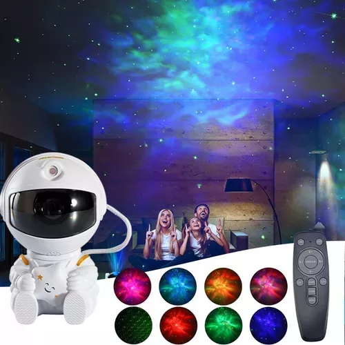 Lámpara Proyector Astronauta Galaxia, LED Ajustable Con Mando