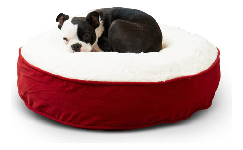 Cama Para Perros Sherpa Estilo Almohada Redonda De Lujo Houn