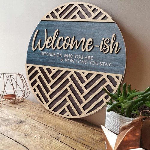 Placa Colgante De Bienvenida En 3d Para Decoración De Pared